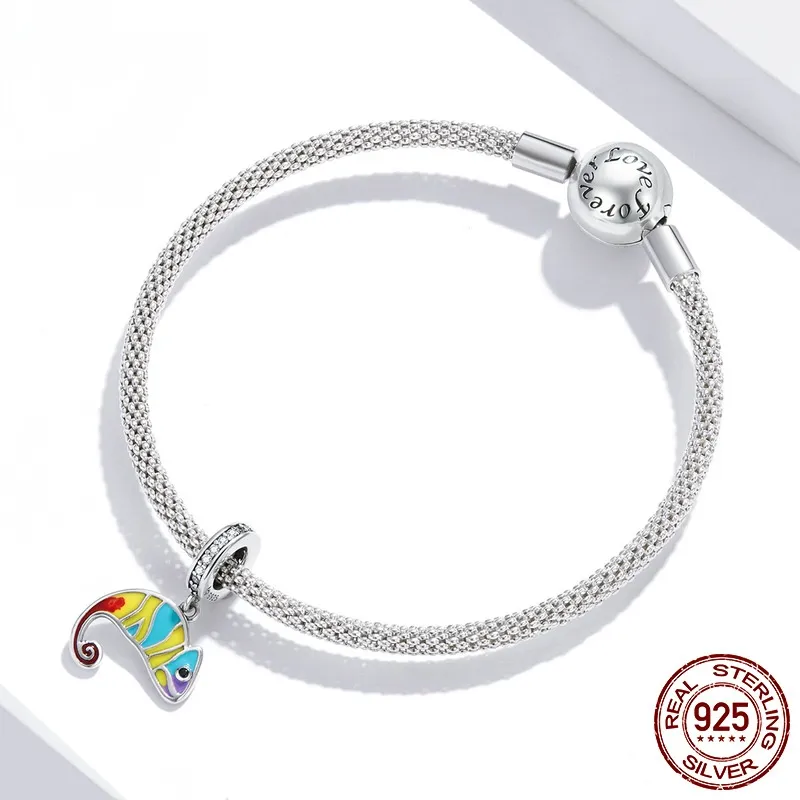 Women's Pendant S925 Sterling Silver Chameleon Bracelet Pendant for girls