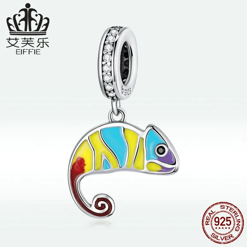 Women's Pendant S925 Sterling Silver Chameleon Bracelet Pendant for girls
