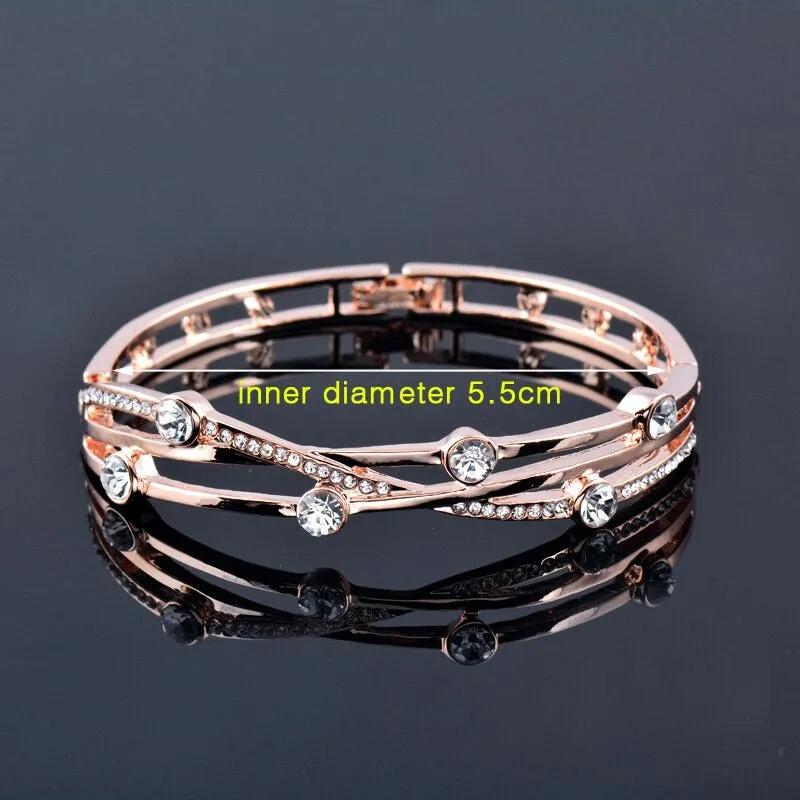Zircon Bejeweled Hollow Cuff Bangle Bracelets